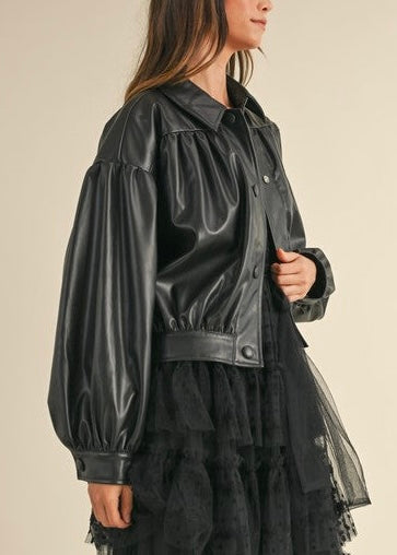 Laura Faux Leather Bomber Jacket