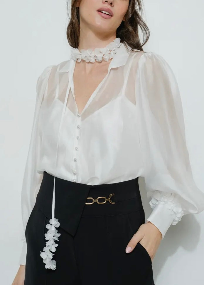 Magnolia Floral Top -White