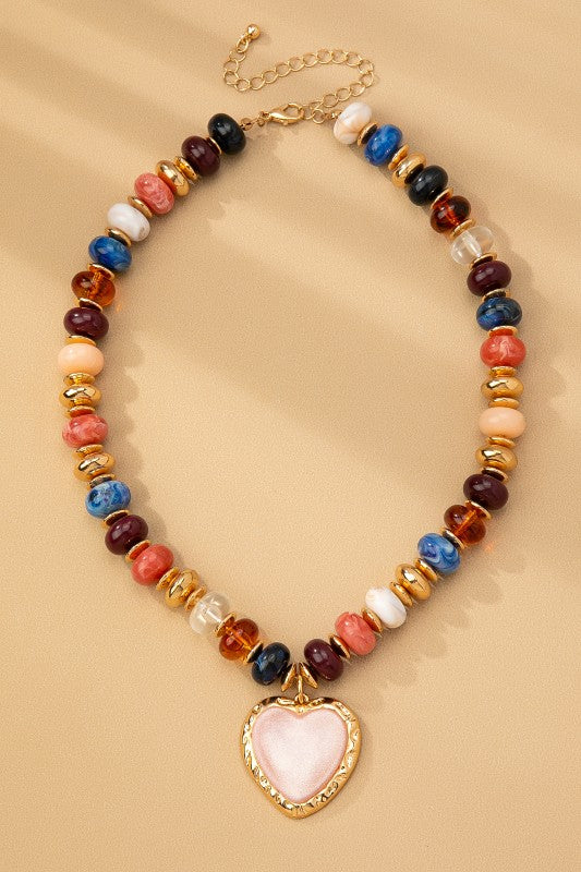 Chunky Beaded Charm Necklace