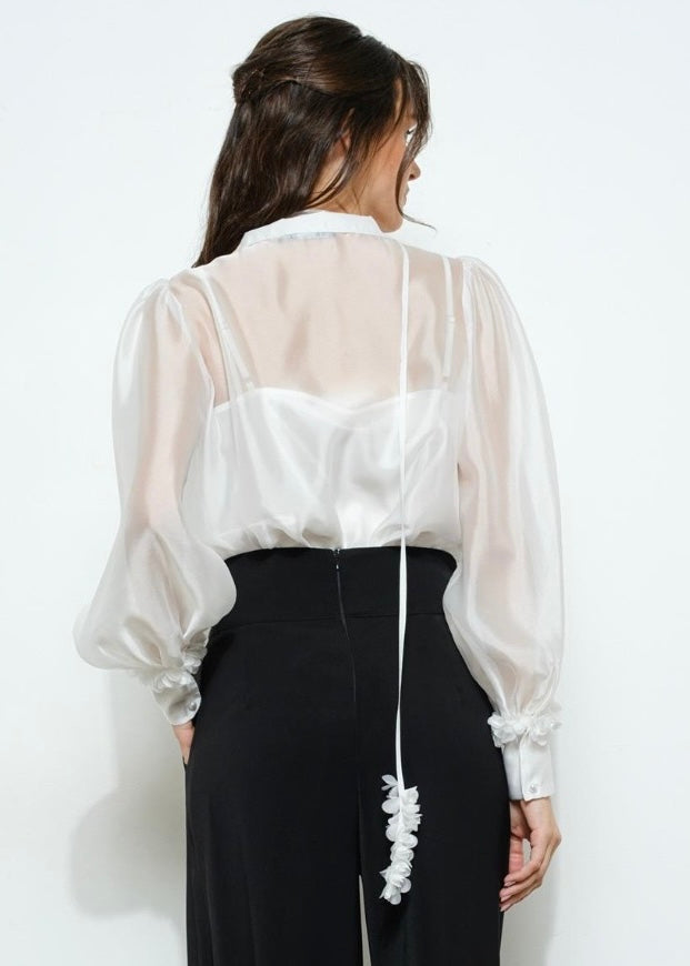 Magnolia Floral Top -White