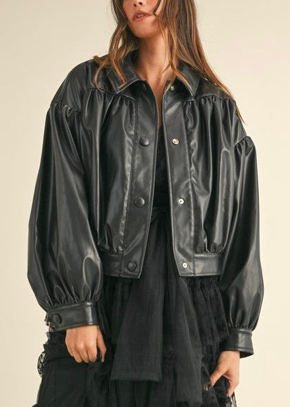 Laura Faux Leather Bomber Jacket