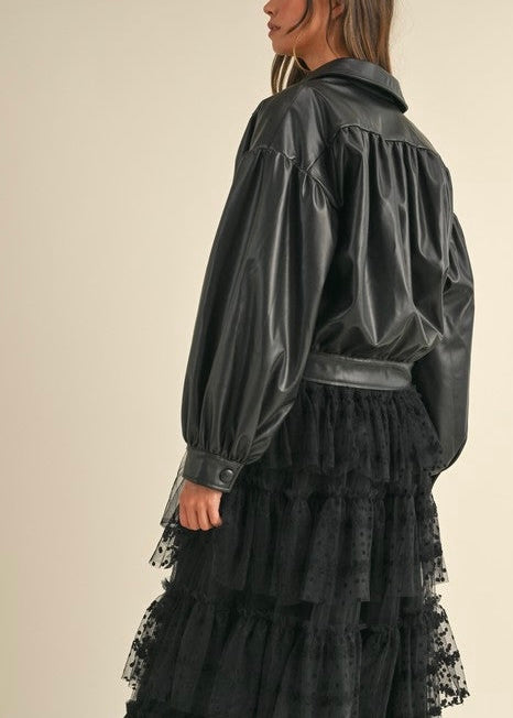 Laura Faux Leather Bomber Jacket