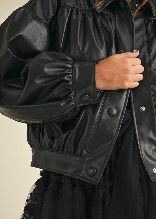 Laura Faux Leather Bomber Jacket