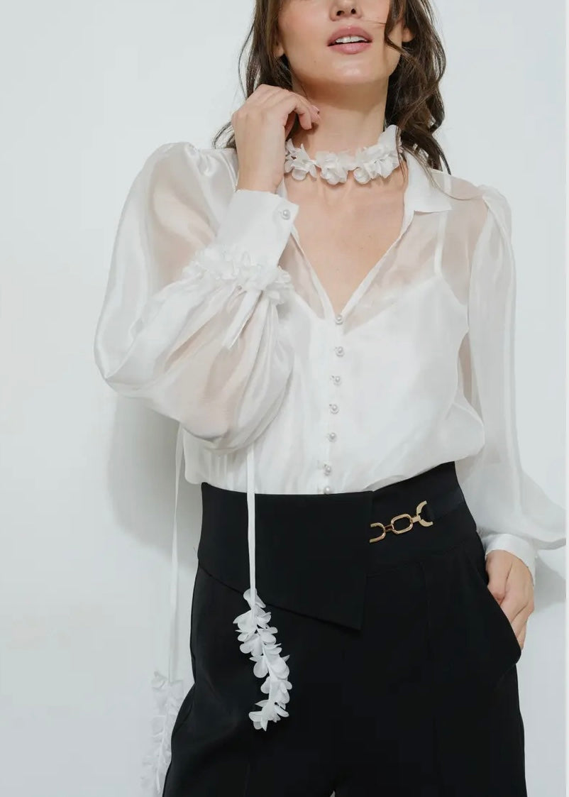 Magnolia Floral Top -White
