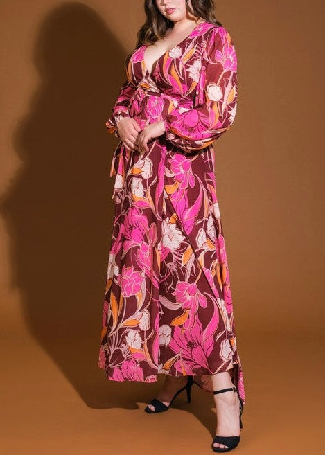 Cynthia Floral Print Maxi Dress-PLUS SIZE