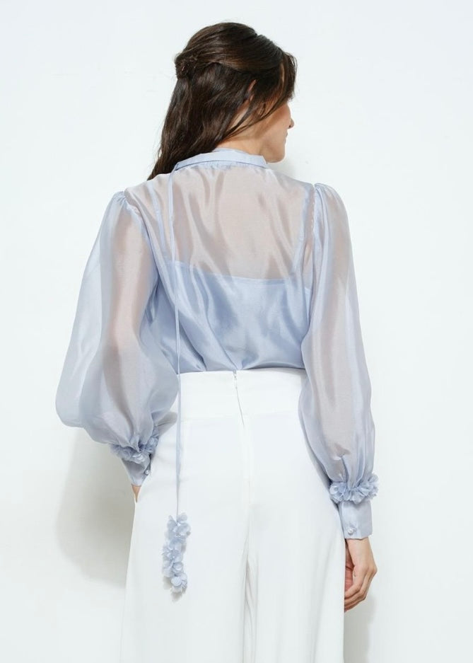 Magnolia Floral Top -Blue
