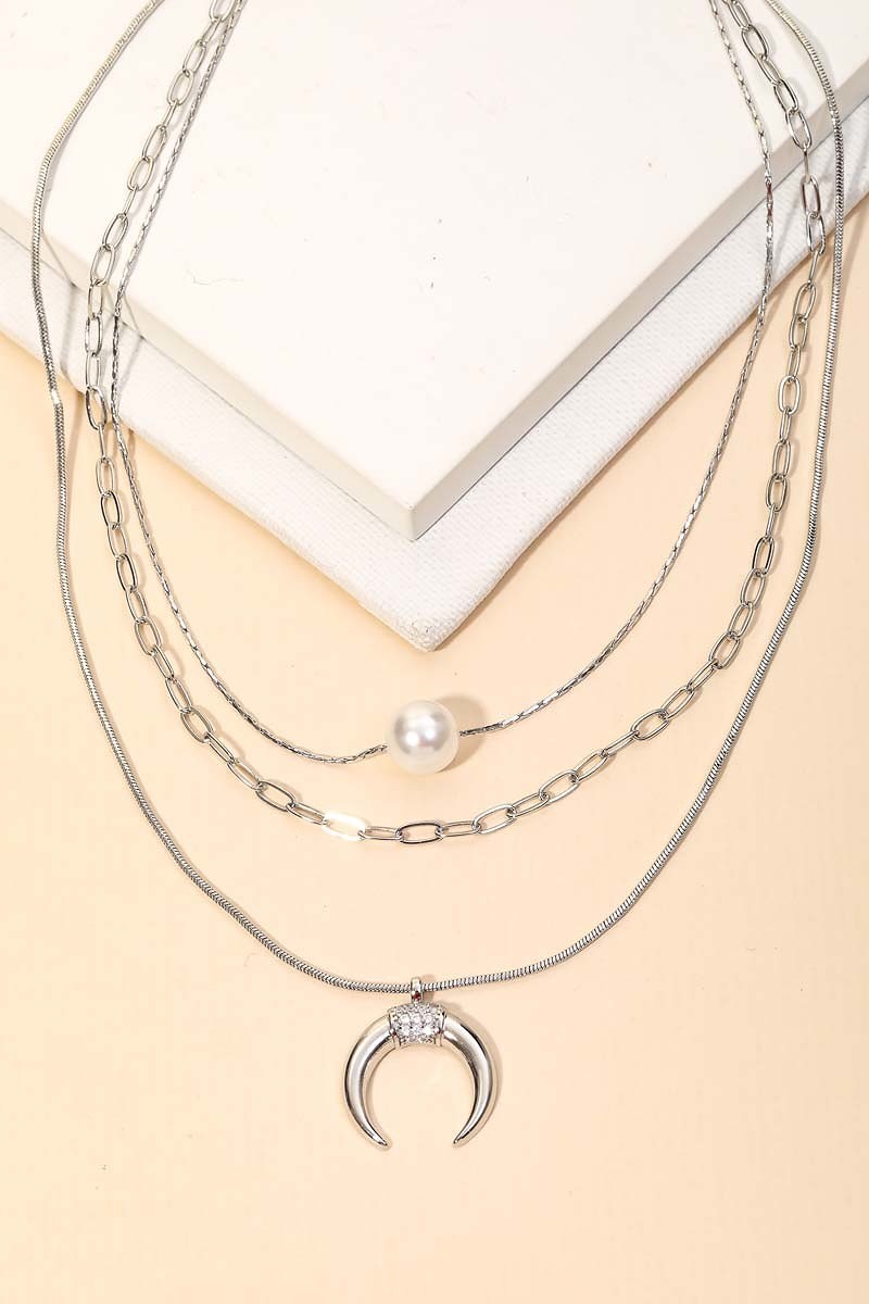 Horn Pendant Layer Chain Necklace