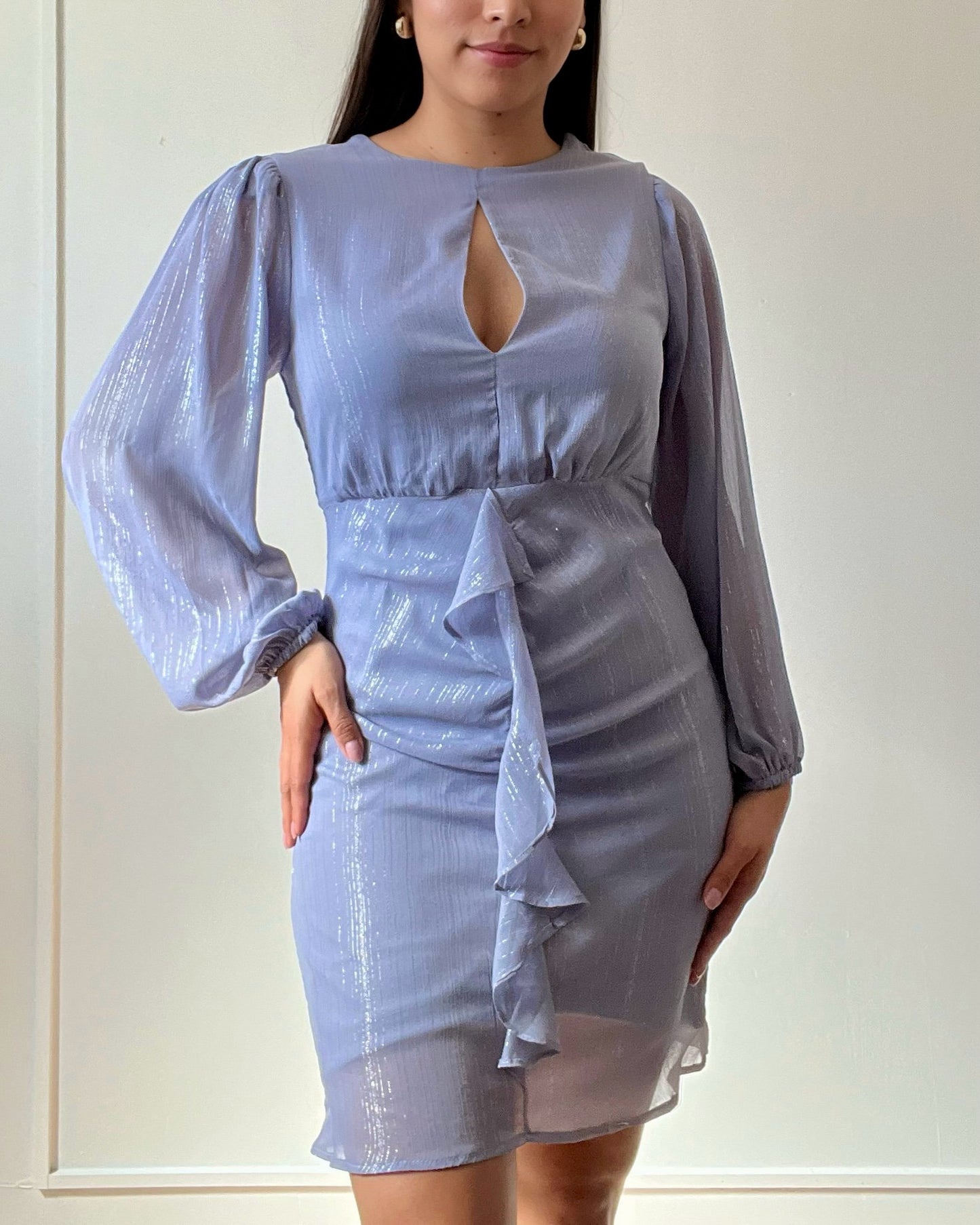 Dusty Blue Ruffle Dress