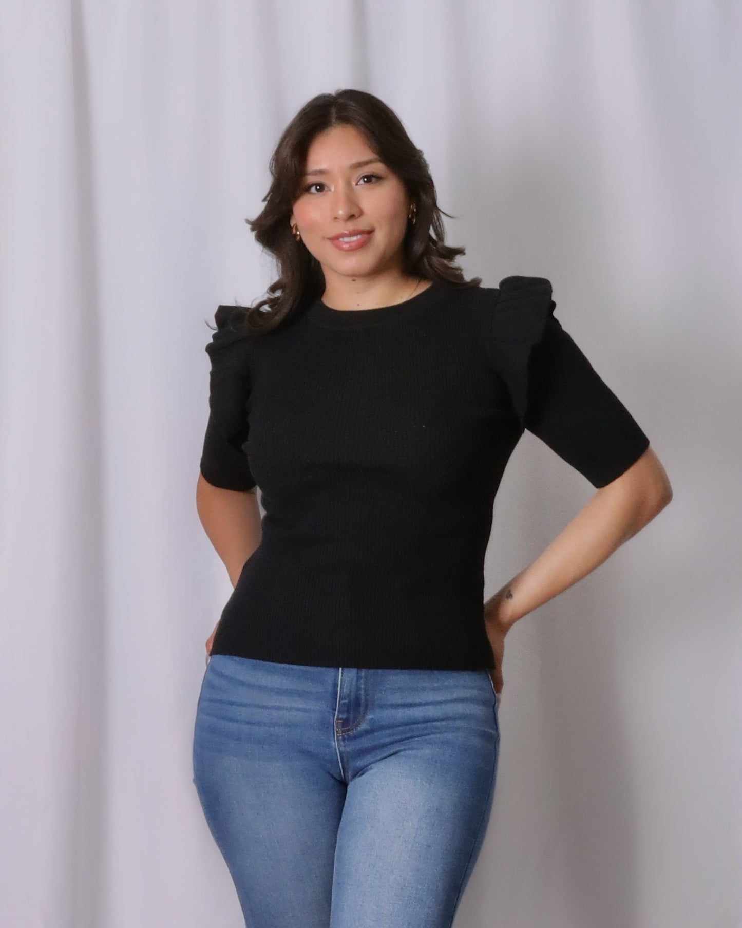Estella Knit Top-Black