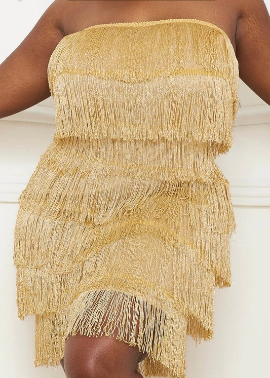 Brooke Layered Fringe Dress - Plus Size