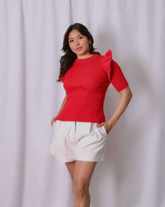 Estella Knit Top-Red
