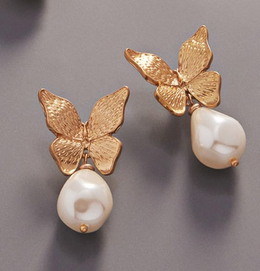 Butterfly Pearl Earrings