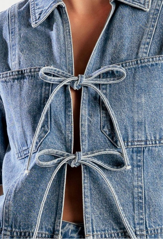 Zara Denim Bow Top
