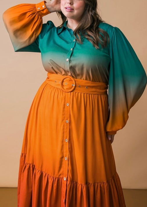 Carla Fall Hues Midi Dress-PLUS SIZE