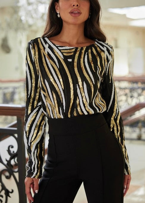 Elani Sequin Print Bodysuit