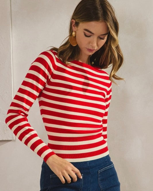 Megan Stripe Knit Sweater Top
