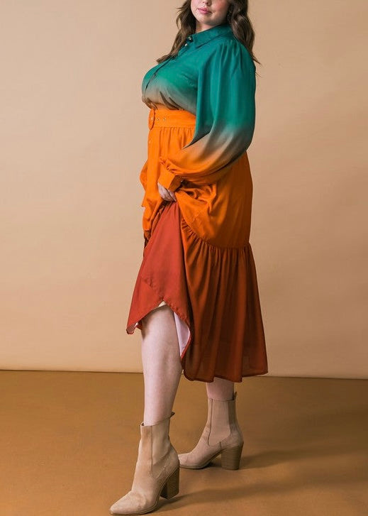 Carla Fall Hues Midi Dress-PLUS SIZE