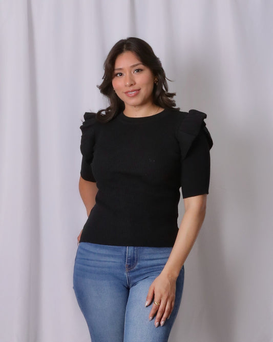 Estella Knit Top-Black