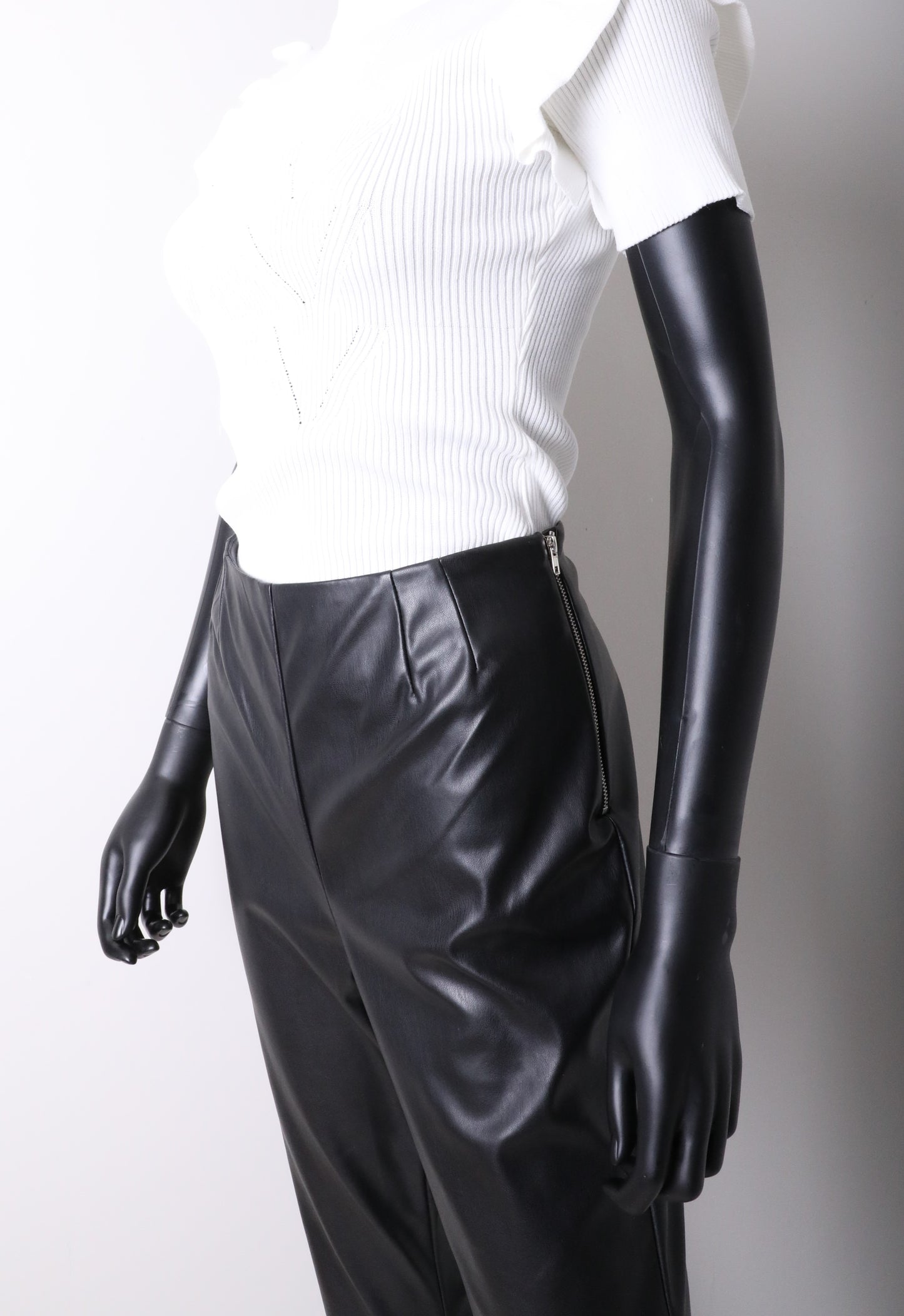 Vegan Leather High Rise Straight Pants