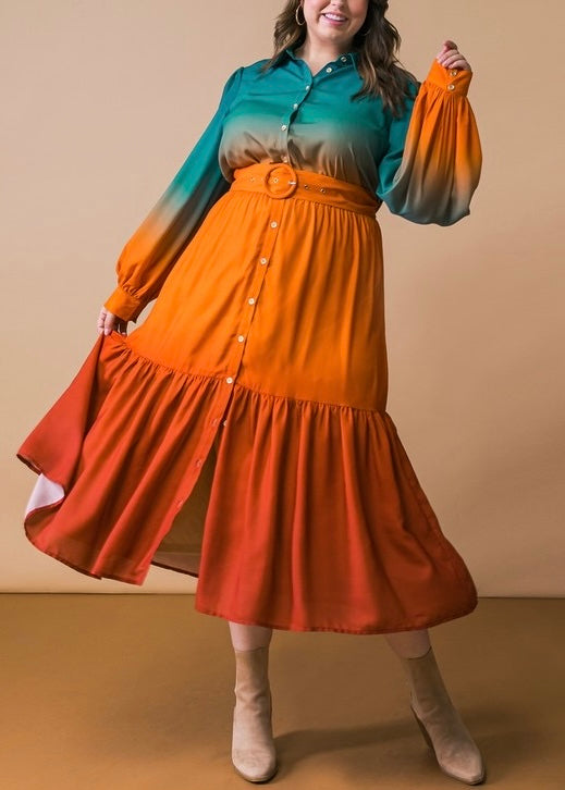 Carla Fall Hues Midi Dress-PLUS SIZE