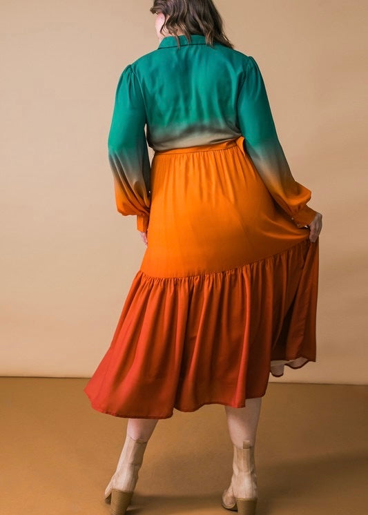 Carla Fall Hues Midi Dress-PLUS SIZE