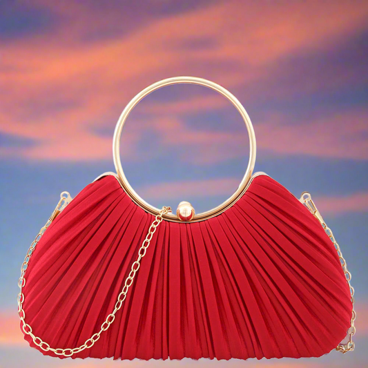 Maggie Pleated Clutch Bag- Fierce Red