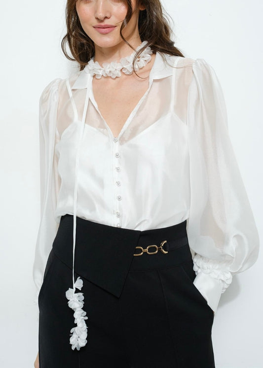 Magnolia Floral Top -White