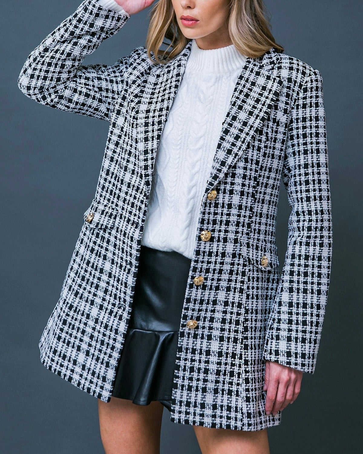 Bianca Tweed Coat-Removable Faux Fur