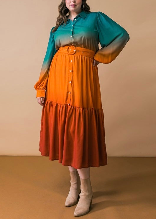 Carla Fall Hues Midi Dress-PLUS SIZE