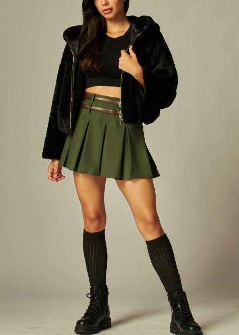 Emery Faux Fur Hooded Jacket- Black