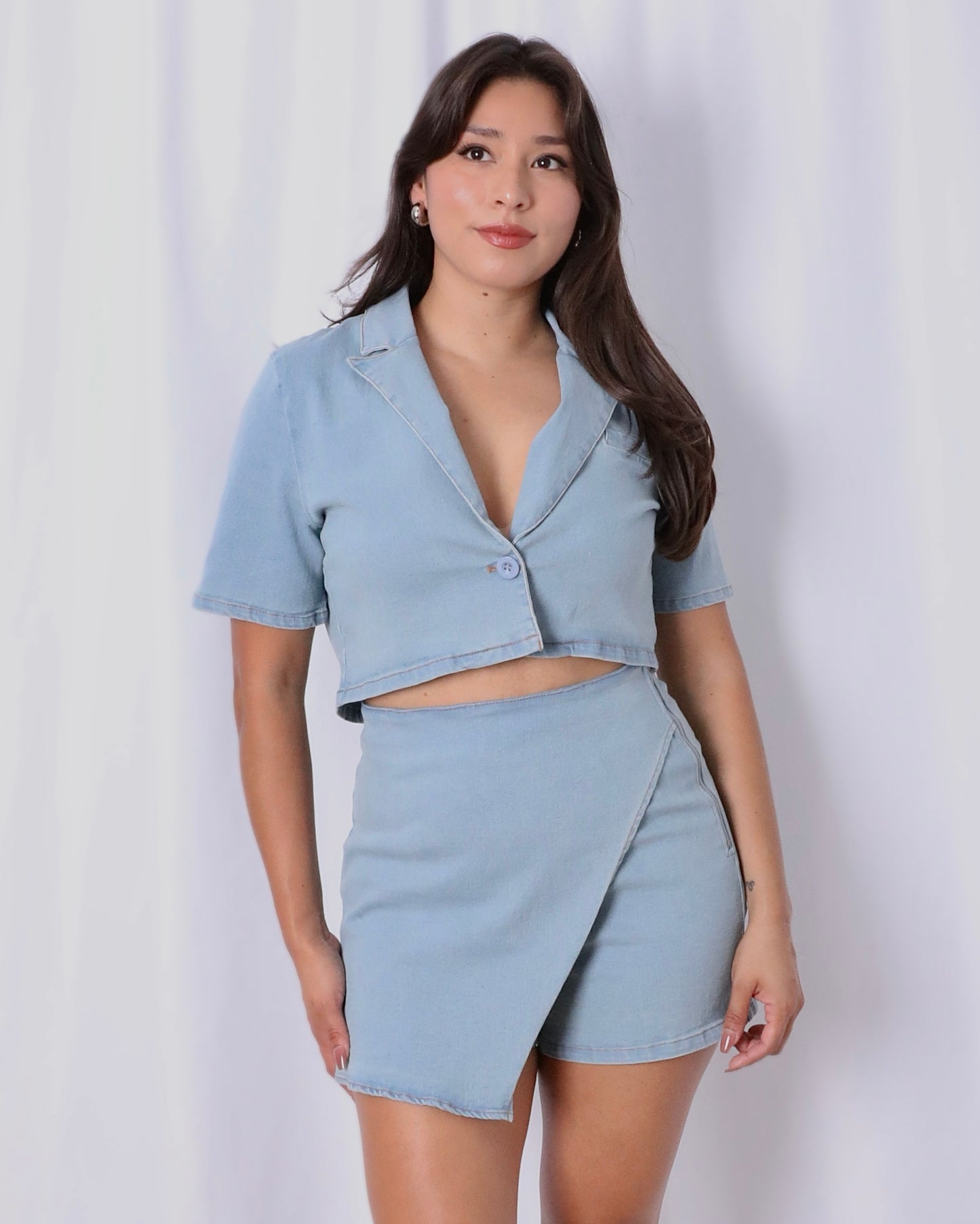 Nora Denim 2pc Skort Set