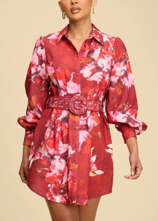 Kiara Floral Belted Shirtdress