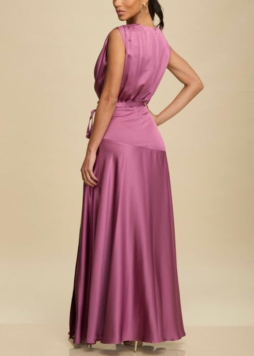 Maribel Satin Pleated Gown