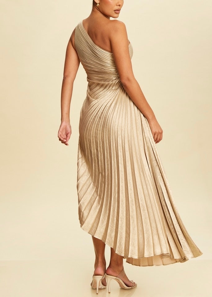 Esmé Metallic Pleated Dress