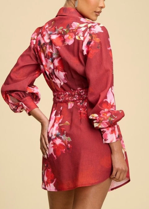 Kiara Floral Belted Shirtdress