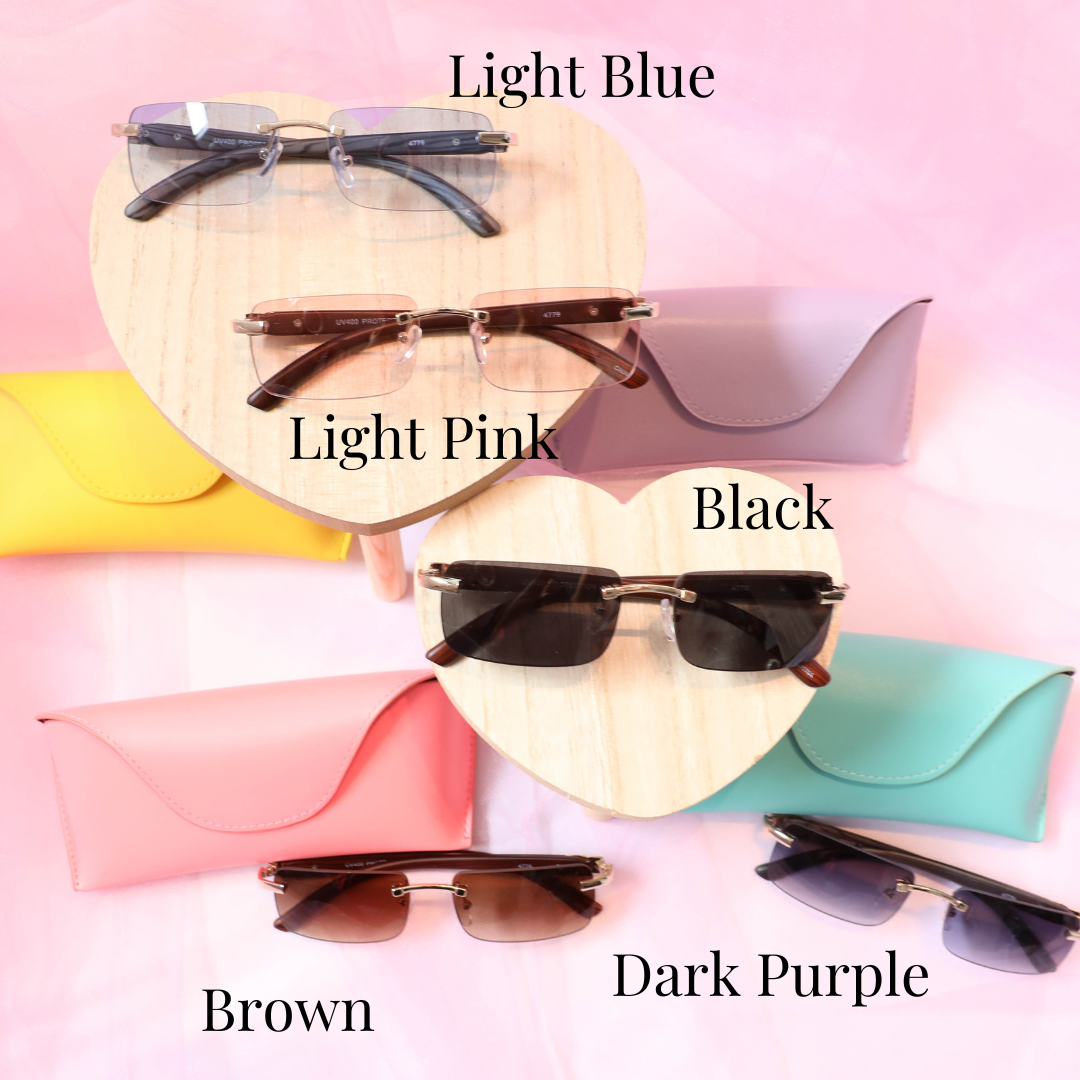 Rimless Retro Sunglasses + Case