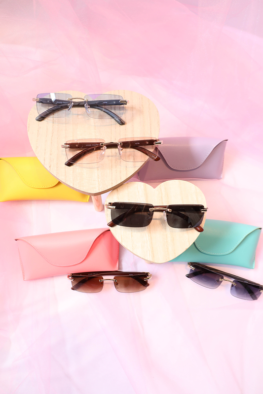 Rimless Retro Sunglasses + Case